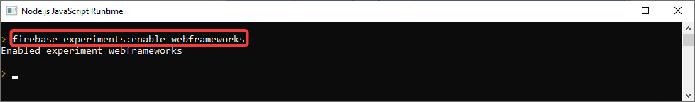 Executing firebase experiments:enable webframeworks