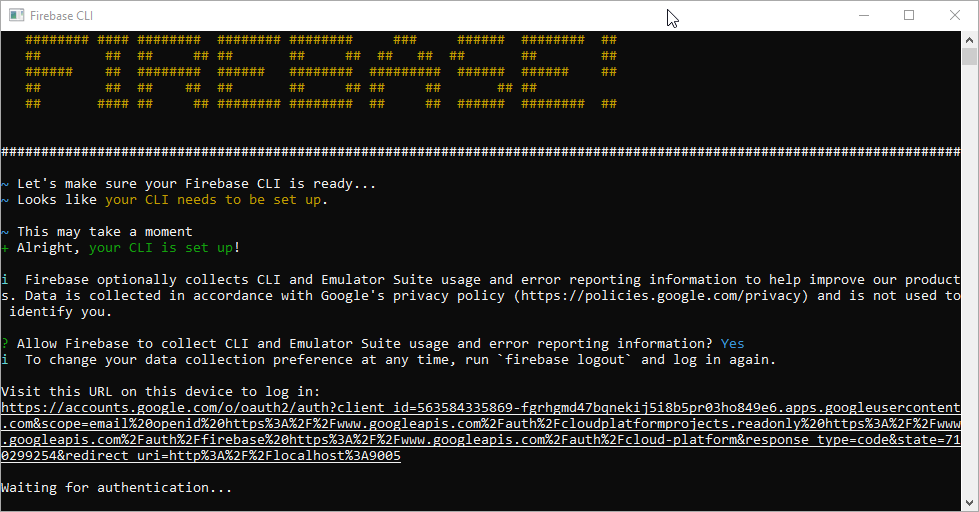 Firebase CLI opening browser or providing the authentication link