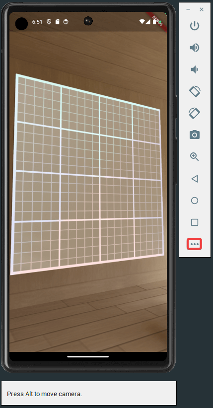 Flutter android emulator wall placeholder in room simulation