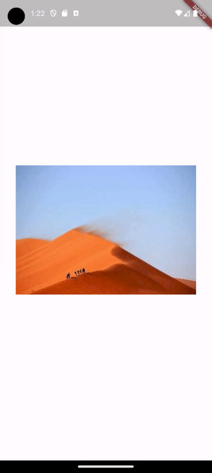 Flutter showing cached network image of desert with fade animation