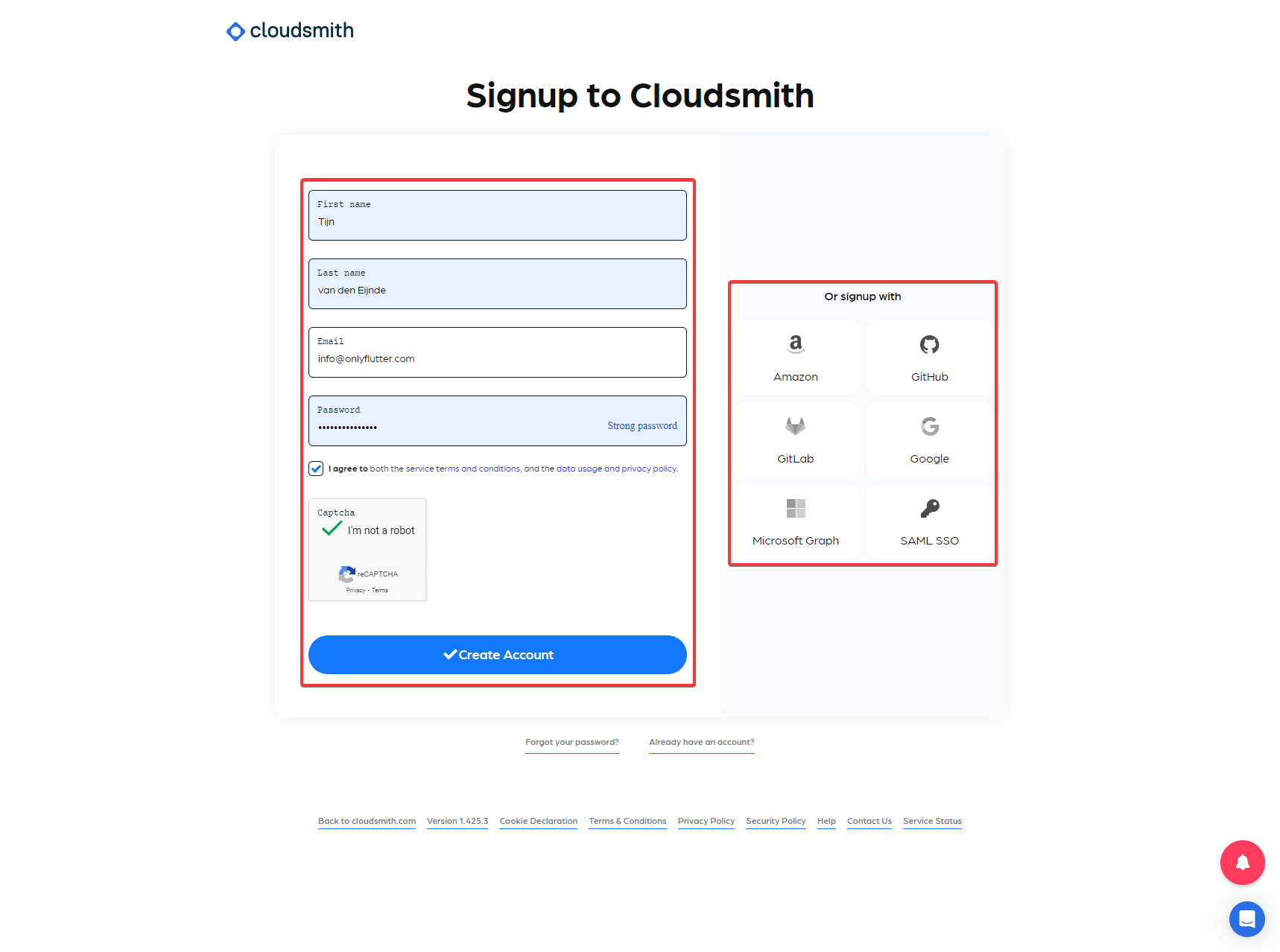 Creating a Cloudsmith account